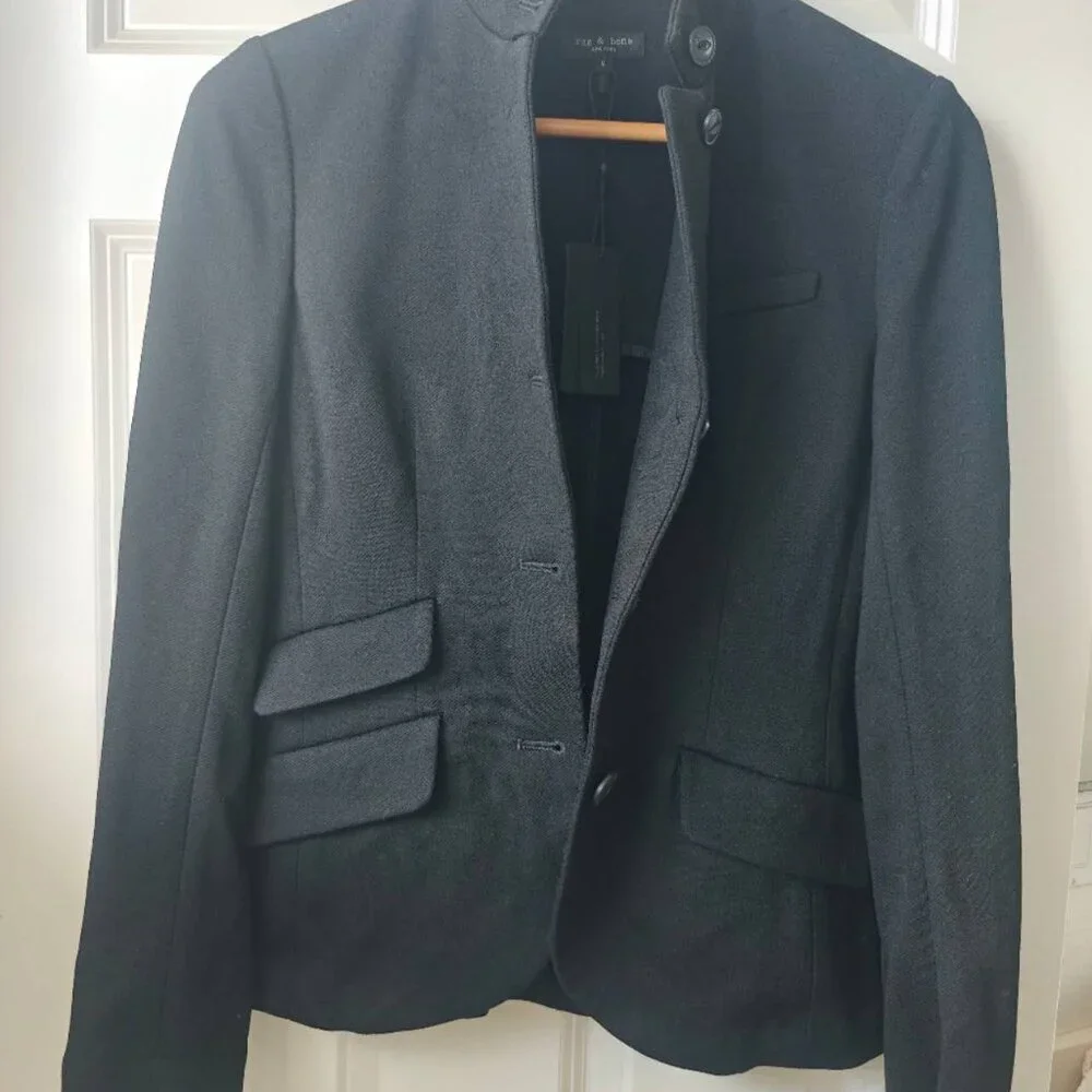 NWT rag & bone Slade Wool Blazer Jacket in Black classic fit - Picture 6 of 9